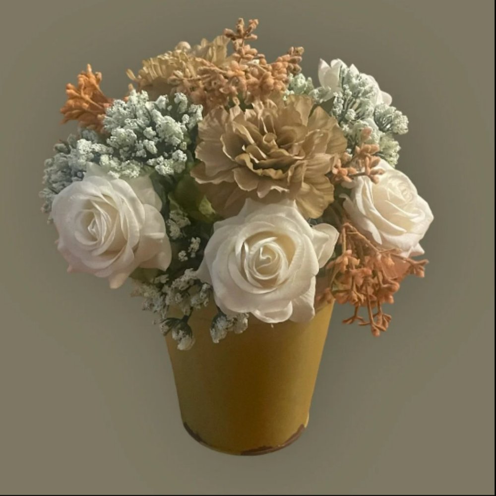 White Rose Potted Floral Arrangement